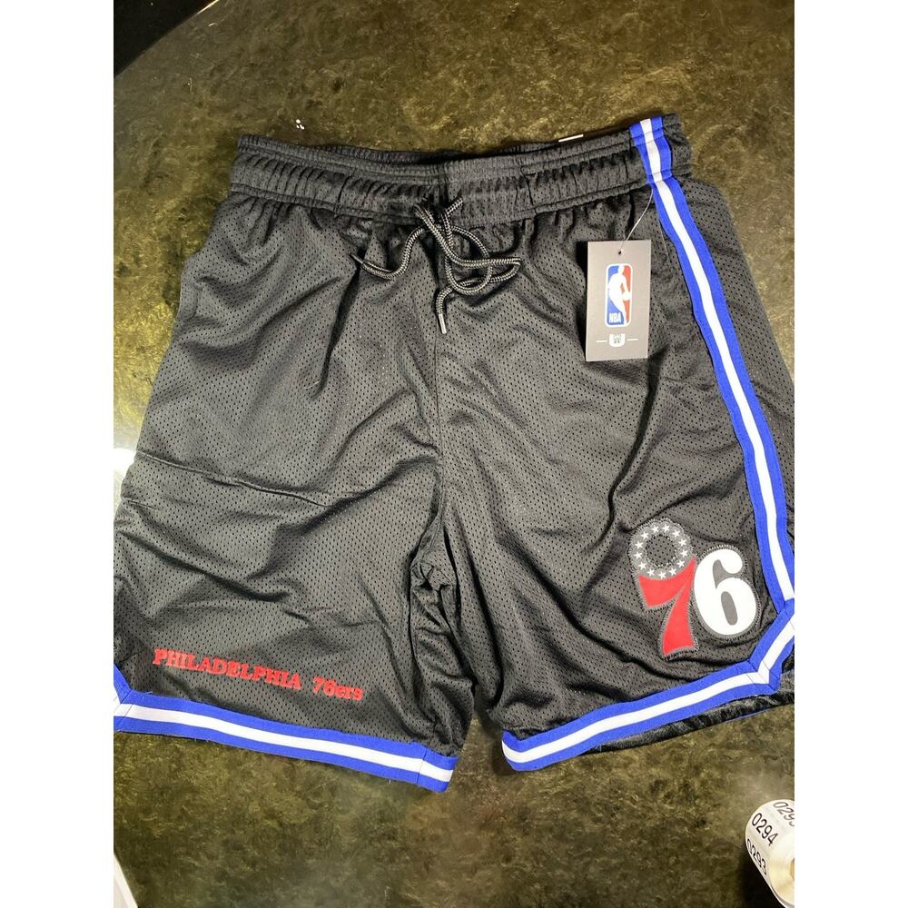Philadelphia 76ers Basketball Shorts Mens Medium Black Mesh NBA NWT